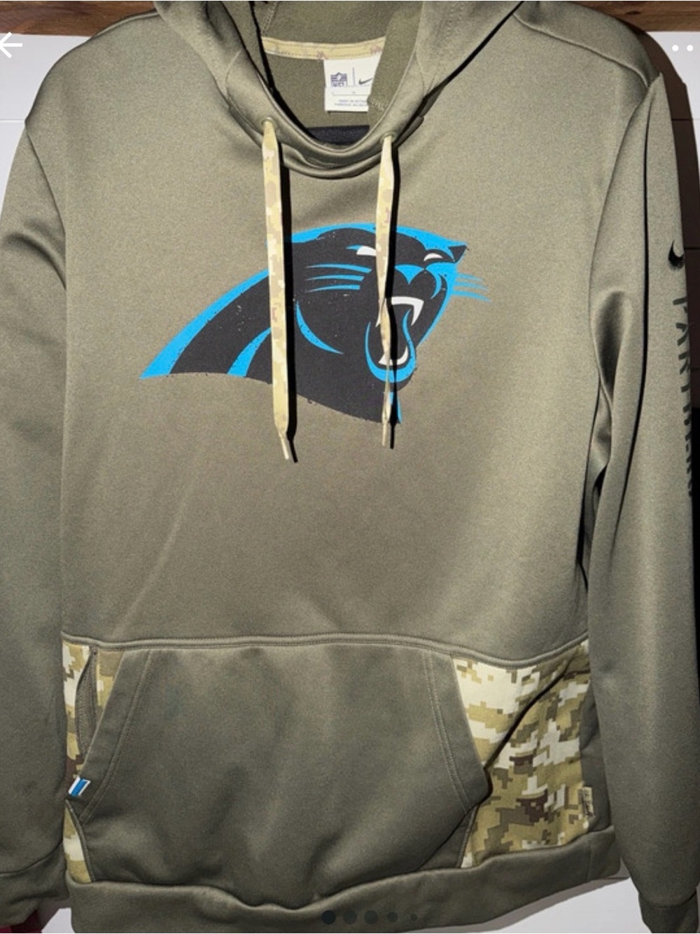 NFL Carolina Panthers Olive & Black Crewneck Sweatshirt with Blue Logo